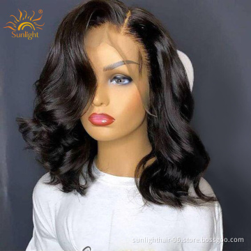 Sunlight Wholesale vendor hd transparent lace wig high quality 13x4 Loose Wave Messy Bob short bob body wave wigs for women